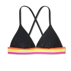 4/$25 Bikini Top Black with Rainbow Elastic